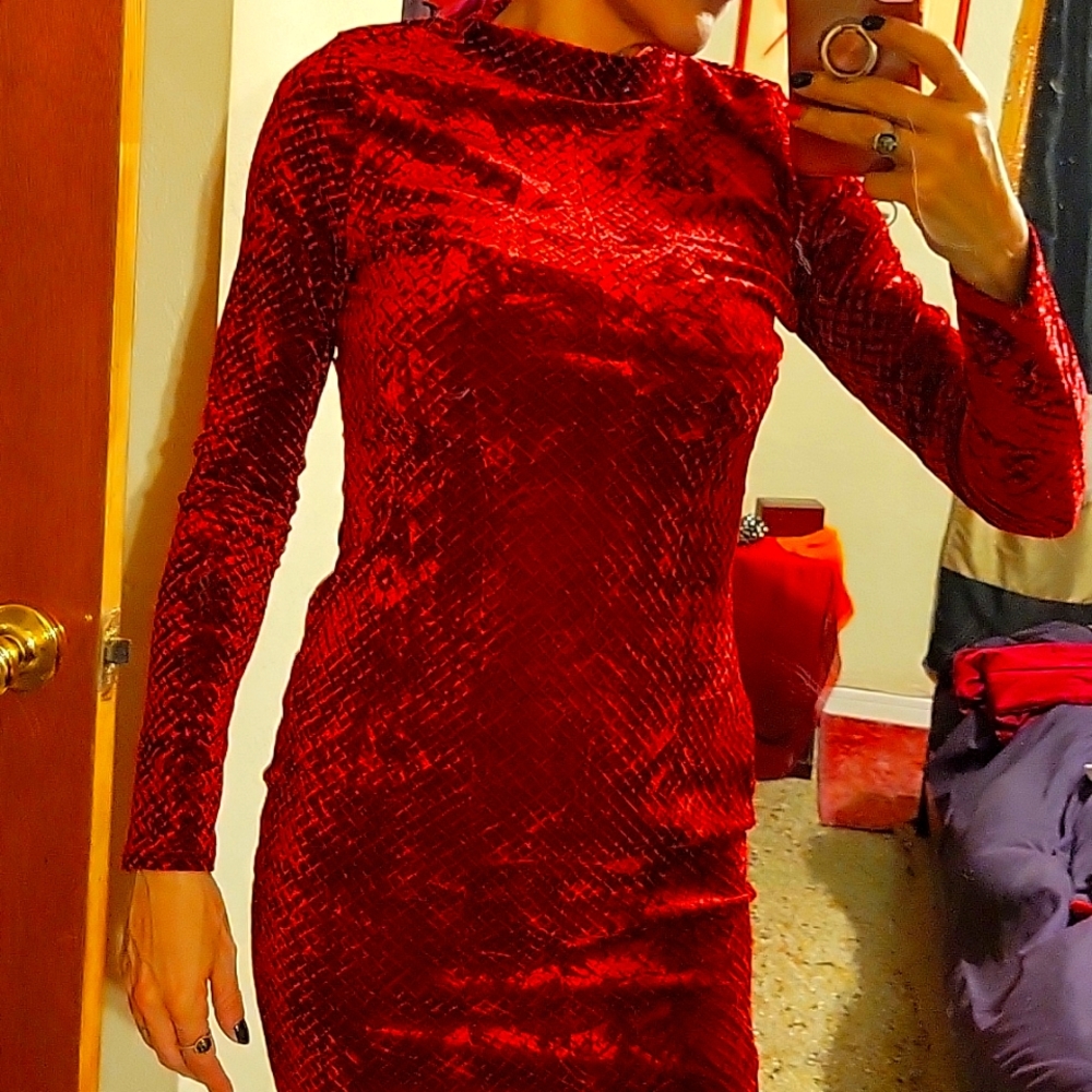 Dark crushed red velvet sexy dress